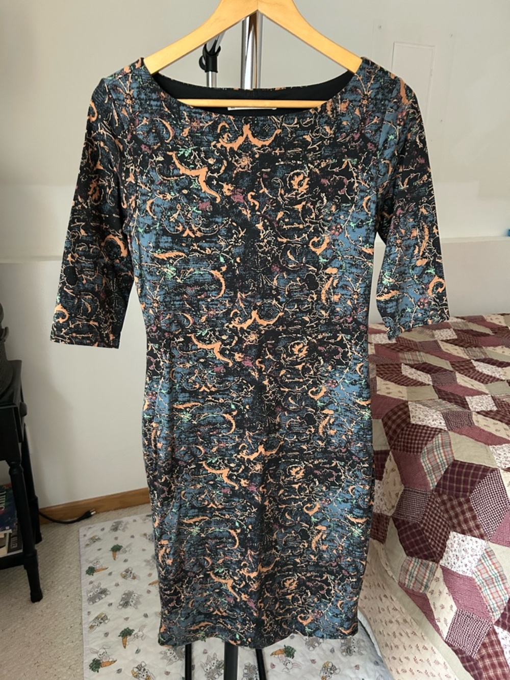 Peruvian Connection Pima Cotton Knit Midi Dress Small